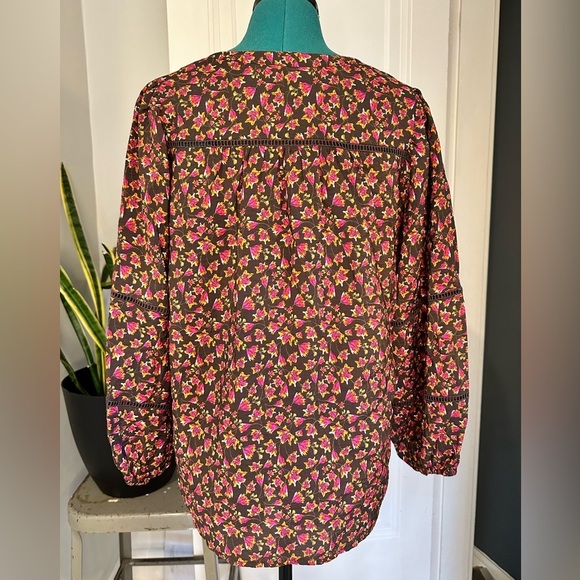 Pioneer Woman Embellished Split Neck Blouse large (12-14) pink brown - Picture 7 of 13